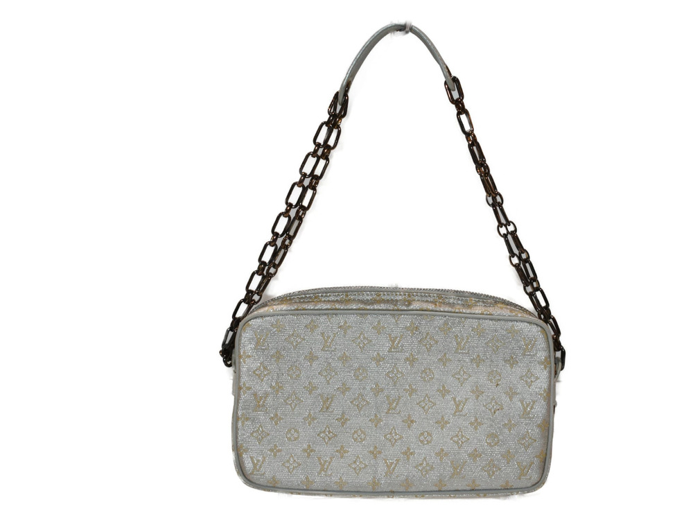 Louis Vuitton Bag Chain LV Handbag McKenna Silver Canvas Silver